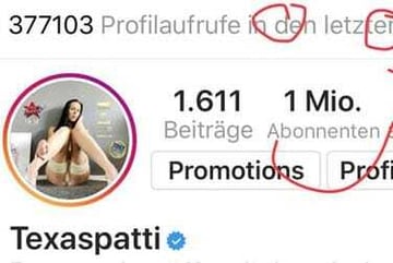 Instagram: Eine Million Fans bei Texas Patti