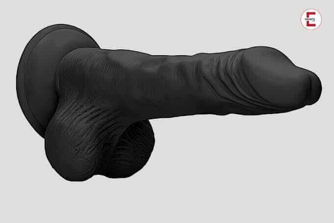 Sextoy test: the black giant dildo “Dong with Testicles”.